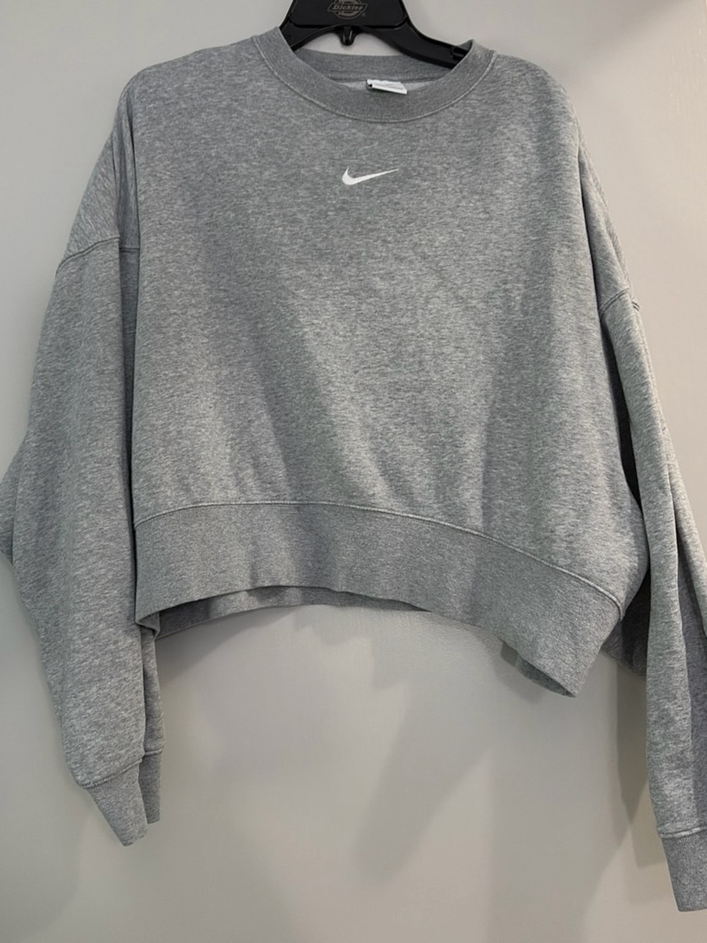 Nike Cropped Grey Swoosh Crewneck Sweatshirt